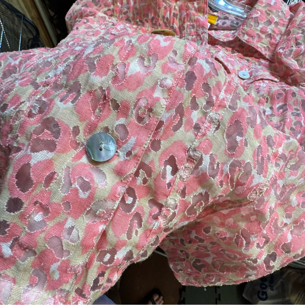 Ruby Rd Burnout Semi-Sheer Leopard Pink/Cream Spring Summer Blazer Jacket EUC - Picture 11 of 14